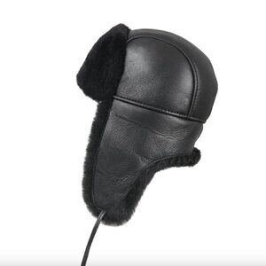 NWT Zavelio Geniune Sheepskin Aviator Shearling Fur Hat Women's Small Black
